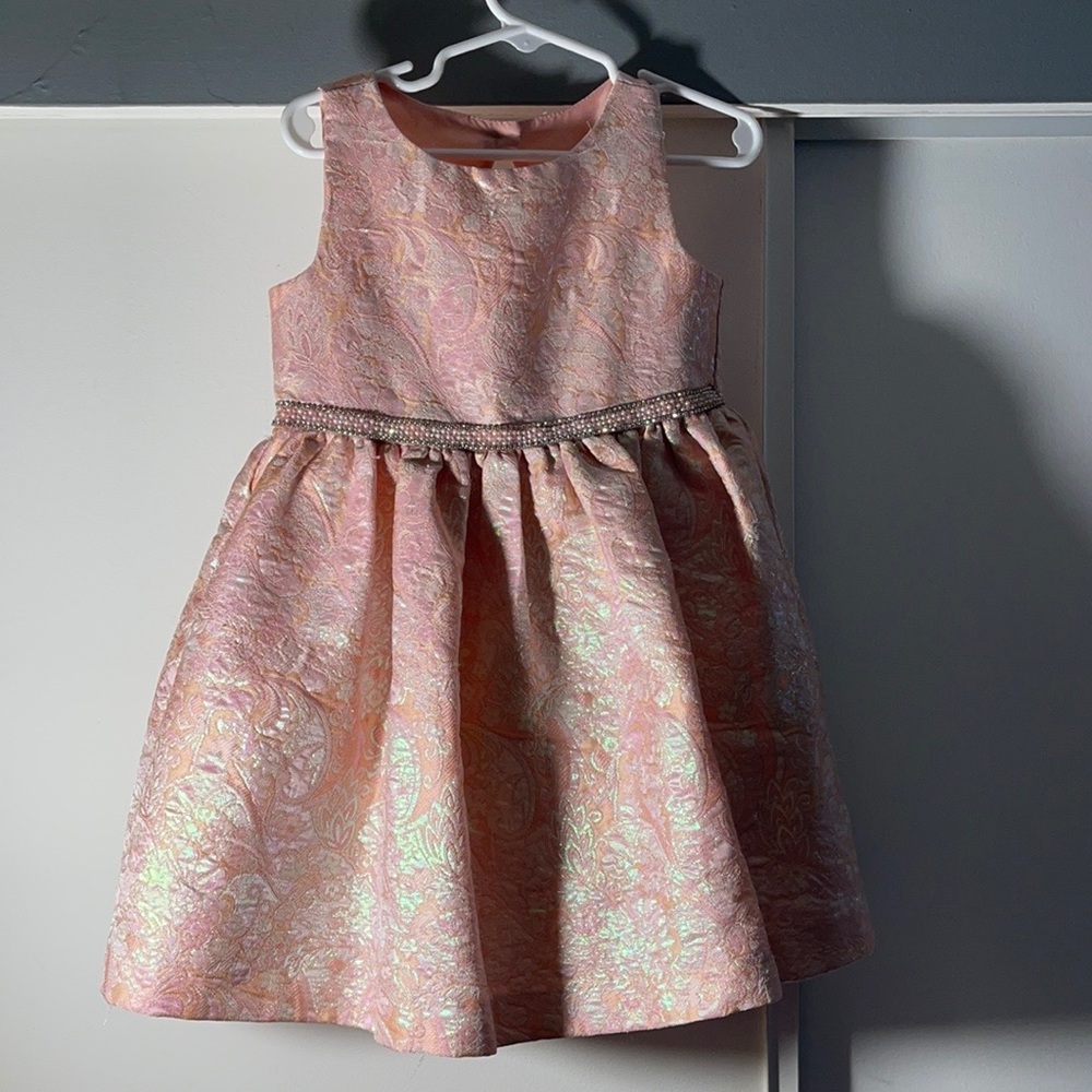 3t Bonnie Jean Pink brocade party dress